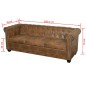 vidaXL Sofá Chesterfield de 3 plazas cuero sintético marrón vidaXL Sofá Chesterfield de 3 plazas cuero sintético marrón