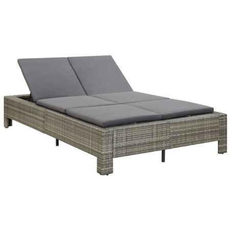 vidaXL Tumbona para 2 personas con cojín ratán sintético gris