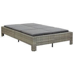 vidaXL Tumbona para 2 personas con cojín ratán sintético gris