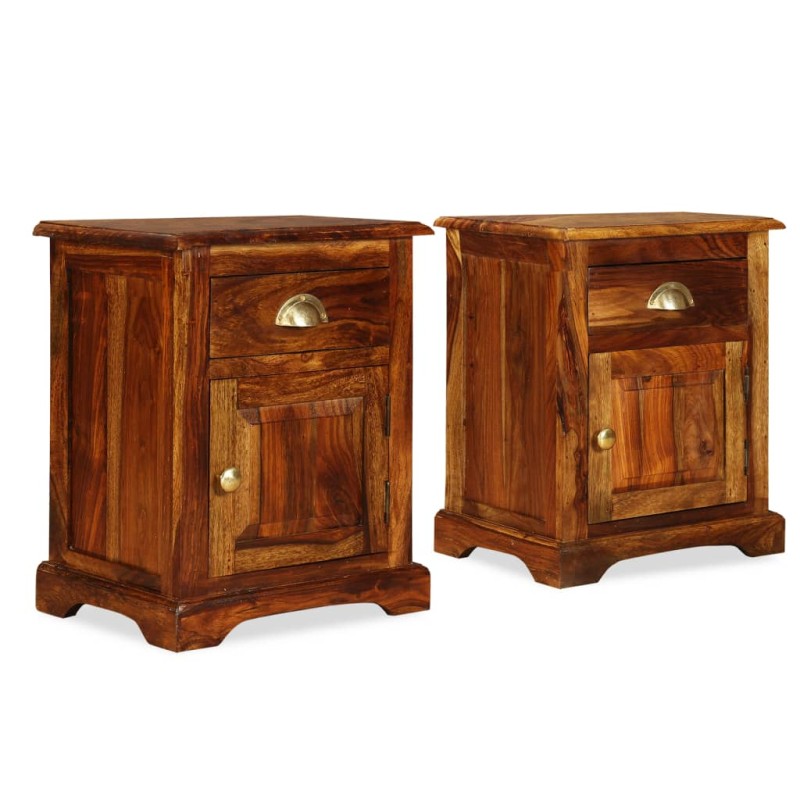 vidaXL Mesita de noche 2 unidades 40x30x50cm madera maciza de sheesham