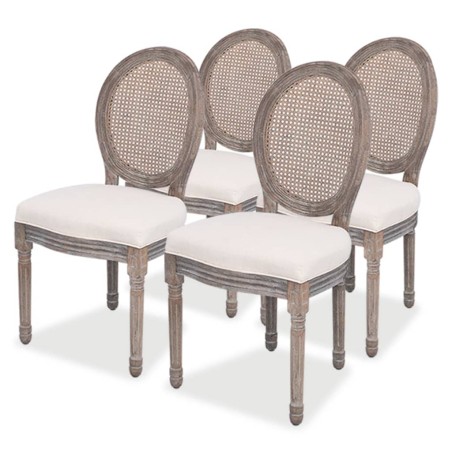 vidaXL Sillas de comedor 4 unidades tela color crema