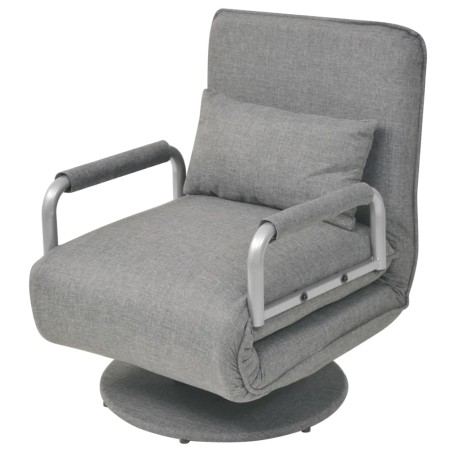 vidaXL Silla giratoria y sofá cama tela gris claro