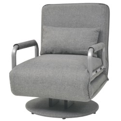 vidaXL Silla giratoria y sofá cama tela gris claro