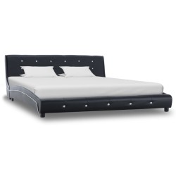 vidaXL Estructura de cama de cuero sintético negro 160x200 cm