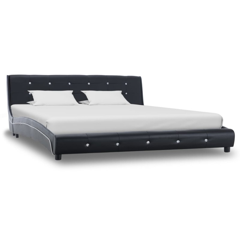 vidaXL Estructura de cama de cuero sintético negro 160x200 cm
