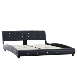 vidaXL Estructura de cama de cuero sintético negro 160x200 cm