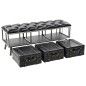 vidaXL Banco de almacenamiento MDF y cuero artificial 120x41x46,5 cm