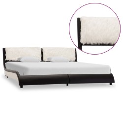 vidaXL Estructura cama con LED cuero sintético negro blanco 180x200 cm