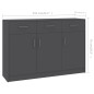 vidaXL Aparador de madera contrachapada gris 110x30x75 cm vidaXL Aparador de madera contrachapada gris 110x30x75 cm