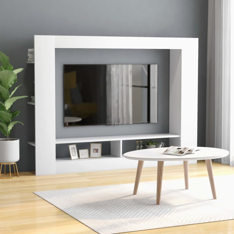 vidaXL Mueble para TV madera contrachapada blanco 152x22x113 cm vidaXL Mueble para TV madera contrachapada blanco 152x22x113 cm