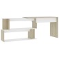 vidaXL Escritorio de esquina contrachapada blanco y roble 200x50x76 cm vidaXL Escritorio de esquina contrachapada blanco y roble 200x50x76 cm