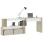 vidaXL Escritorio de esquina contrachapada blanco y roble 200x50x76 cm vidaXL Escritorio de esquina contrachapada blanco y roble 200x50x76 cm