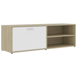 vidaXL Mueble de TV madera contrachapada blanco y roble 120x34x37 cm