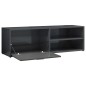 vidaXL Mueble TV madera contrachapada gris brillante 120x30x37 cm vidaXL Mueble TV madera contrachapada gris brillante 120x30x37 cm