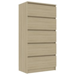 vidaXL Aparador con cajones contrachapada color roble 60x35x121 cm