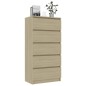 vidaXL Aparador con cajones contrachapada color roble 60x35x121 cm vidaXL Aparador con cajones contrachapada color roble 60x35x121 cm