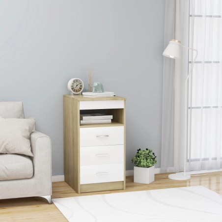 vidaXL Cajonera de madera contrachapada blanco roble Sonoma 40x50x76cm