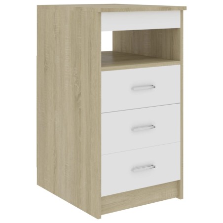 vidaXL Cajonera de madera contrachapada blanco roble Sonoma 40x50x76cm