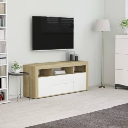 vidaXL Mueble para TV madera contrachapada blanco y roble 120x30x50 cm