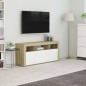 vidaXL Mueble para TV madera contrachapada blanco y roble 120x30x50 cm vidaXL Mueble para TV madera contrachapada blanco y roble 120x30x50 cm