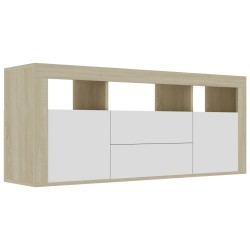 vidaXL Mueble para TV madera contrachapada blanco y roble 120x30x50 cm