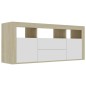 vidaXL Mueble para TV madera contrachapada blanco y roble 120x30x50 cm vidaXL Mueble para TV madera contrachapada blanco y roble 120x30x50 cm