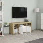 vidaXL Mueble para TV madera contrachapada blanco y roble 120x30x50 cm vidaXL Mueble para TV madera contrachapada blanco y roble 120x30x50 cm