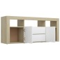 vidaXL Mueble para TV madera contrachapada blanco y roble 120x30x50 cm vidaXL Mueble para TV madera contrachapada blanco y roble 120x30x50 cm