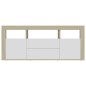 vidaXL Mueble para TV madera contrachapada blanco y roble 120x30x50 cm vidaXL Mueble para TV madera contrachapada blanco y roble 120x30x50 cm