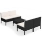 vidaXL Set de muebles de jardín 5 pzas y cojines ratán sintético negro