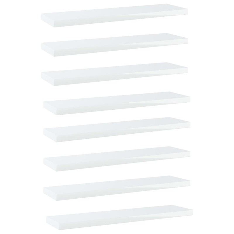 vidaXL Estante estantería 8uds contrachapada blanco brillo 40x10x1,5cm