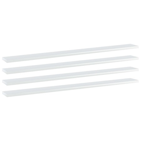 vidaXL Estante para estantería 4 uds madera blanco brillo 100x10x1,5cm