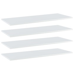 vidaXL Estante para estantería 4 uds madera blanco brillo 100x40x1,5cm