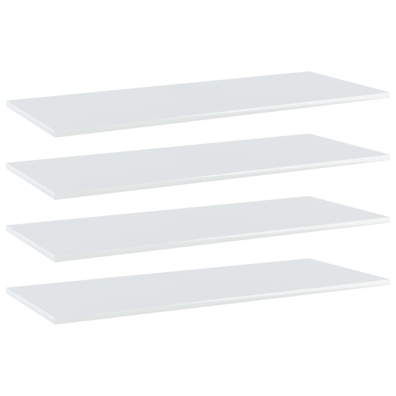vidaXL Estante para estantería 4 uds madera blanco brillo 100x40x1,5cm