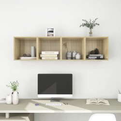 vidaXL Armario de pared 4 uds madera contrachapada roble 37x37x37 cm
