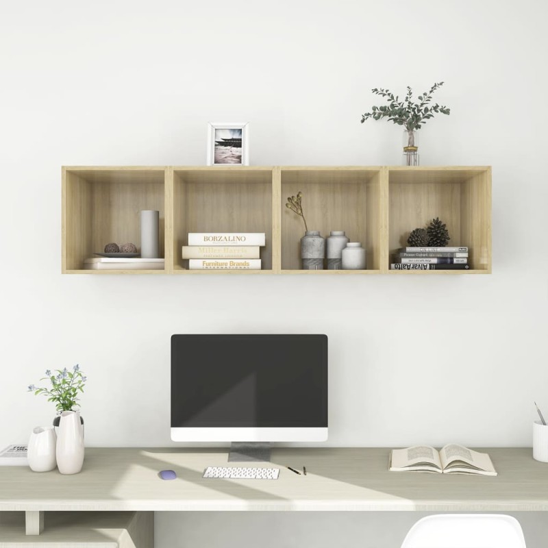 vidaXL Armario de pared 4 uds madera contrachapada roble 37x37x37 cm