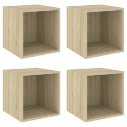 vidaXL Armario de pared 4 uds madera contrachapada roble 37x37x37 cm