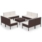 vidaXL Set muebles de jardín 9 piezas y cojines ratán sintético marrón vidaXL Set muebles de jardín 9 piezas y cojines ratán sintético marrón