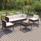 vidaXL Set muebles de jardín 6 pzas y cojines ratán sintético marrón vidaXL Set muebles de jardín 6 pzas y cojines ratán sintético marrón
