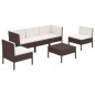 vidaXL Set muebles de jardín 6 pzas y cojines ratán sintético marrón vidaXL Set muebles de jardín 6 pzas y cojines ratán sintético marrón