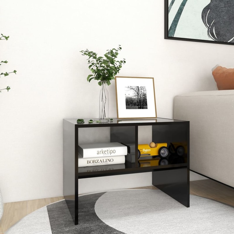 vidaXL Mesa auxiliar de madera contrachapada negro 60x40x45 cm