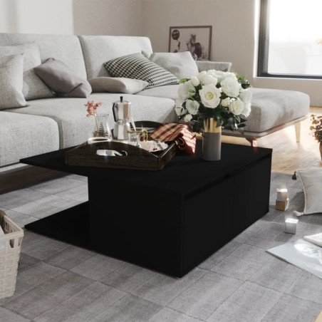 vidaXL Mesa de centro madera contrachapada negro 80x80x31 cm
