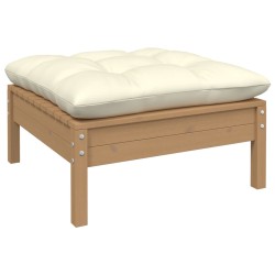 vidaXL Reposapiés de jardín y cojín crema madera maciza de pino