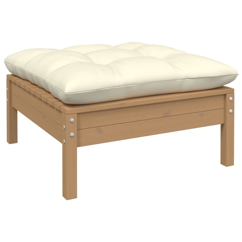vidaXL Reposapiés de jardín y cojín crema madera maciza de pino vidaXL Reposapiés de jardín y cojín crema madera maciza de pino