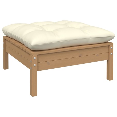 vidaXL Reposapiés de jardín y cojín crema madera maciza de pino