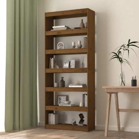 vidaXL Estantería/divisor madera de pino marrón miel 80x30x199,5 cm