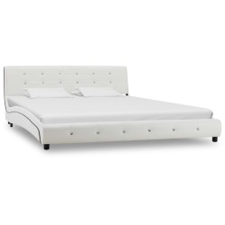vidaXL Estructura de cama de cuero sintético blanco 160x200 cm