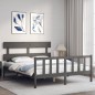 vidaXL Estructura de cama matrimonio con cabecero madera maciza gris vidaXL Estructura de cama matrimonio con cabecero madera maciza gris
