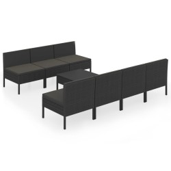 vidaXL Set de muebles de jardín 8 pzas y cojines ratán sintético negro