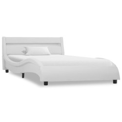 vidaXL Estructura de cama con LED cuero sintético blanco 90x200 cm   